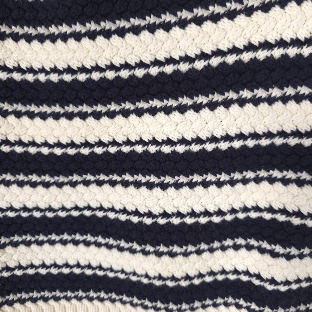BODEN Women's Knit Sweater Vest MEDIUM Navy Ivory 100%‎ Cotton K0944 - Picture 8 of 9